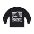 YoungBoy moneystack tee featuring a monochrome print of a person lounging with cash on a black long sleeve shirt.