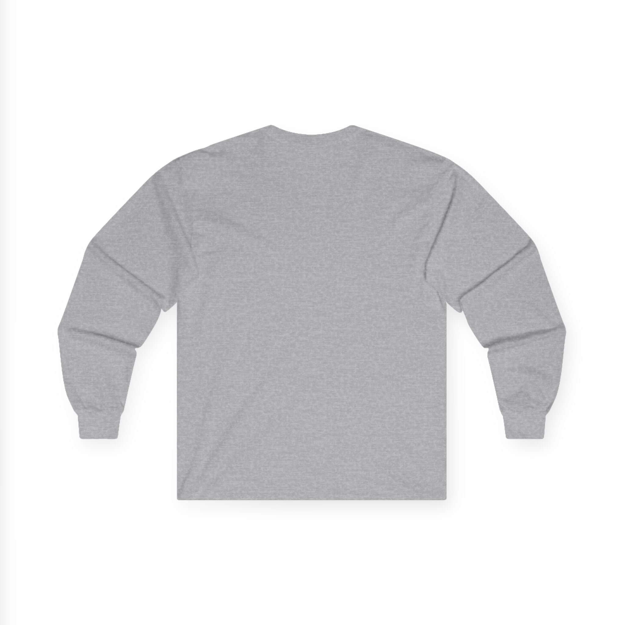 Back view of the YoungBoy moneystack tee in grey, featuring long sleeves and a simple design.
