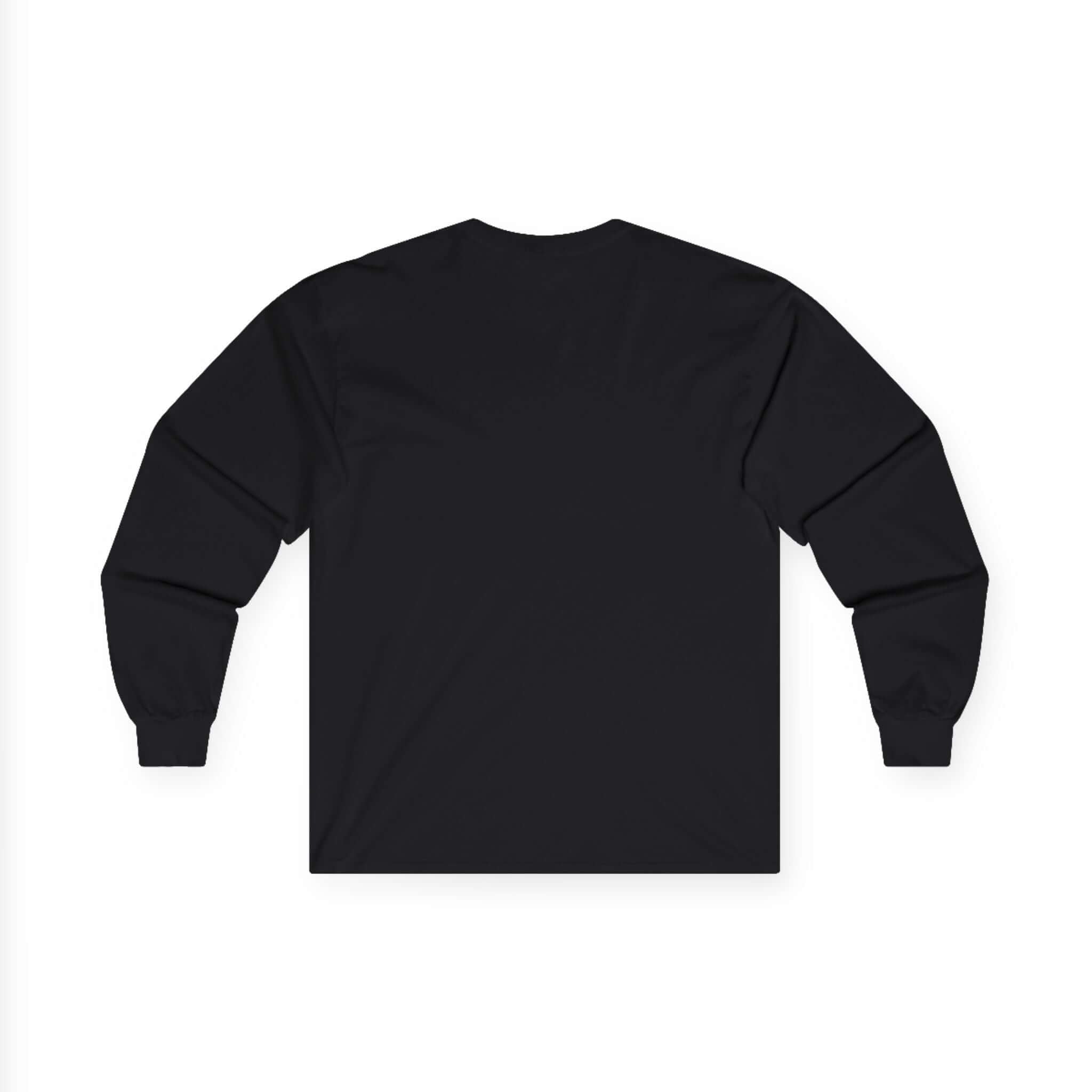Back view of YoungBoy moneystack tee, a black long sleeve shirt with a smooth finish.