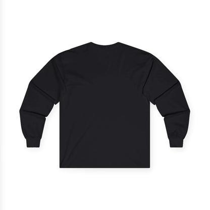 Back view of YoungBoy moneystack tee, a black long sleeve shirt with a smooth finish.